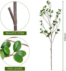 Sggvecsy 43’’ 6Pcs Artificial Ficus Branches Faux Leaf Spray 6 Pieces, Green