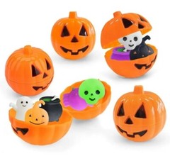 10 Pcs Halloween Mini Pumpkin Containers – Open Pumpkin Shell Party- NEW