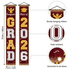 Maroon and Gold Graduation Decorations Class 72×11.8 inches,