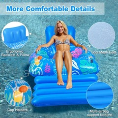 Inflatable Pool Lounger Float, Heavy Duty Pool Floats for Adults with Innovat…