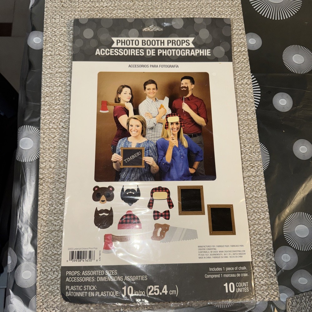 Lumberjack Wilderness Bear Enhanced Photo Booth Props 10 pc. *NEW IN SEALED PKG*