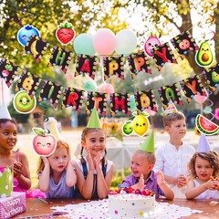Fruit Birthday Banner Decoration Dancing Fruit Themed Birthday Party Decorati…