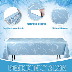 3 Pcs Blue Bow Starfish Seashell Tablecloth Ocean Coastal Nautical Beach Party D