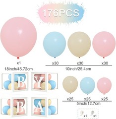 176-Piece Pink Blue Balloon Arch Kit for Elegant Gender Reveal Celebrations