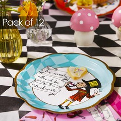 Talking Tables 12 x Alice in Wonderland Plates, Disposable Dishes Multicolor
