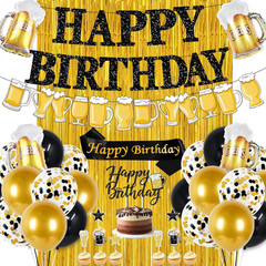 Black and Gold Birthday Decorations, 45PCS Happy Birthday Balloons Decorations f