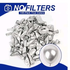 Metallic Silver Latex Balloon Arch Kit- 18, 12, 10, 5 Inch Assorted 139 Pieces