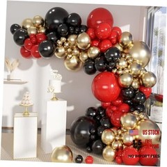 Black Gold Red Balloons Garland Arch Kit, 141Pcs Latex 141-black-gold-red