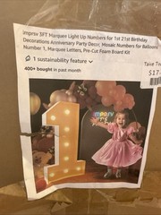 3FT White Marquee Light Up Number 1 For Parties, Celebrations