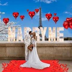 Proposal Decorations Kit 39.4 Inch Marry Me Light up Letters, 30 Feet Red