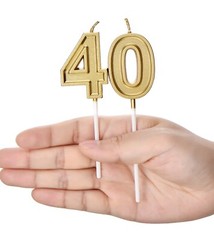 40th Birthday Candles Gold Number 40 Happy 40,
