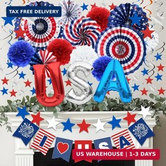 33 PCS 4th of July Decorations Set USA Banner Balloons Patriotic Decor
