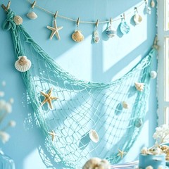 2Pcs Fish Net Nautical Themed Decorative Party Fishing Net for Beach Party Decor