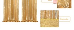 Sequin Backdrop Gold Curtains 4 Panels 2ftx8ft Glitter Shimmer Fabric Sparkly