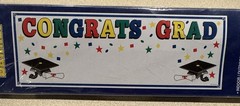 Congrats Grad Jumbo Plastic Signature Banner (5 Feet Long by 21 Inches Tall) NEW