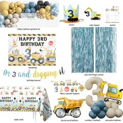 Construction Birthday Party Supplies for 3 Year Old Boy – Dump Truck Decor, Cake
