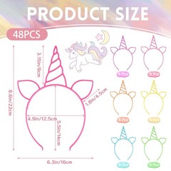 48 Pcs Unicorn Headbands Unicorn Birthday Party Favors Unicorn Headwear Plast…