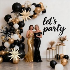 Black White Gold Balloons Arch Kit,Black Beige Sand White Chrome Gold Confett…