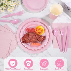 Complete Pink Party Set – 175 Pcs Disposable Plates, Cups & Napkins for Events