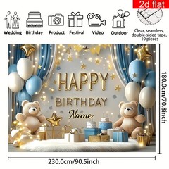 2D Flat Banner 1pc Customizable Name Birthday Party Banner Photography Backdrop☋