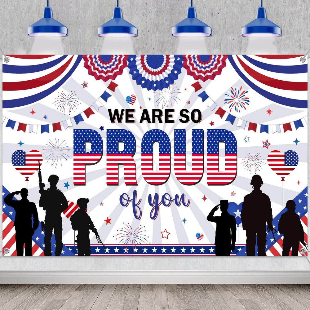 Military Pride Decoration Backdrop Banner – We Are So Proud of You Army Gradu…