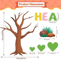 Tree Heart Bulletin Board Decorations, 101Pcs Colorful Growing Hearts Rocks T…