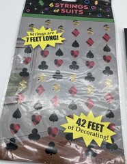 Casino Night Party Decorations Playing Card Dangling Cutouts, 6 Strings Suits.