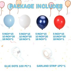 Airplane Balloon Garland Arch Kit 147pcs Navy Blue Red and Blue white Balloon…