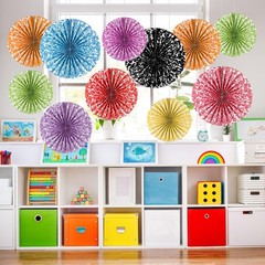 18 PCS Pastel Textured Round Composition Notebook Paper Fans Classroom Decor