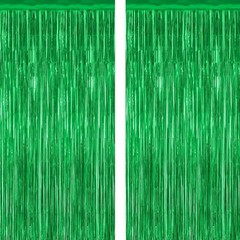 2 Pack Green Tinsel Backdrop 3.28×7.05FT St Patricks Day Decor