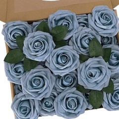 1Box Realistic Latex Foam Roses with Stems and Leaves for DIY Flower Arrangement
