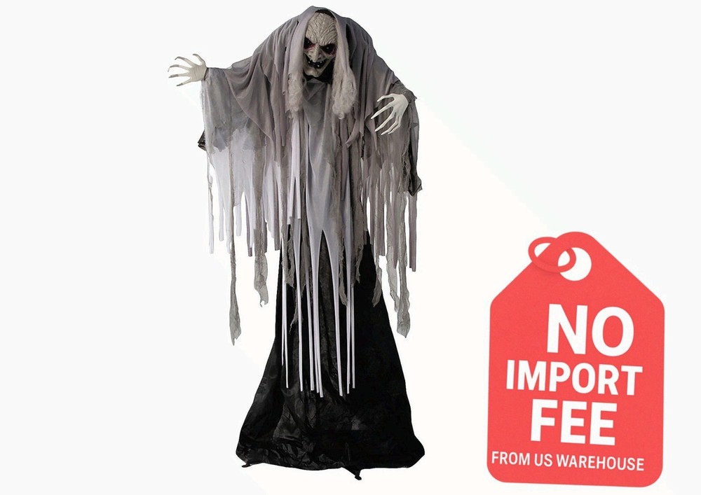 5 Ft. 5″ Animated Standing Wrinkled Reaper with Hair Halloween Decoration – ATC