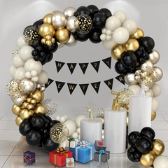 Black and Gold Balloon Garland Arch Kit for Graduation Decorations 2026,152pc…