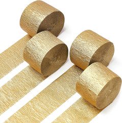 Gold Crepe Paper Streamers 4Pcs 328Ft Pack of Gold Crepe Paper for Wedding Birth