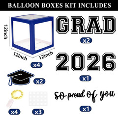 139Pcs Class of 2026 Graduation Balloon Arch Garland Box Congrats Grad Set