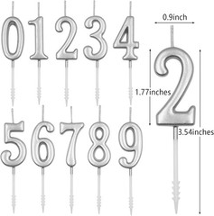 65th & 56th Birthday Candles, Silver Number 65 56 3.74 x 1.1 x 0.6 in,