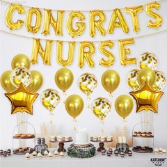 , Congrats Nurse Gold Balloons Banner Set – 16 Inch, Pack Of 35 | Nurse Party…