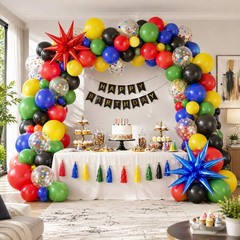 Red Blue Green Black Balloons, Red Yellow Blue Green Black Balloons with Star…