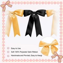 2 Strings of 16PCS Black&Gold Bow Garlands Banner Decoration,Pre-Strung Satin…