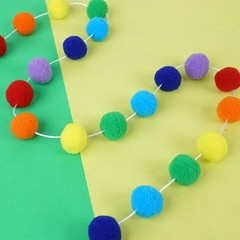 2pk Rainbow Color Pom Pom Garland 13FT Colorful Large Felt Garland for Mantle…