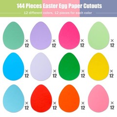 144 PCS 6 Inch Assorted Color Large Easter Egg Cutouts Paper Shape Decor