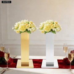 2-Piece 60cm Stainless Steel Column Wedding Flower Stand for Party Decor