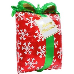 6PCS Christmas Gift Box Balloons Red Green Cube Snow Pattern Decor for Party