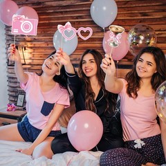 Pink Bow Party Decorations Photo Booth Props Signs,25pcs Pink Bow Birthday De…