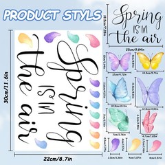 6 Sheets Spring Window Clings, Watercolor Butterfly Spring Decals, Removable Ant