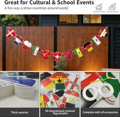 2026 World Cup Soccer Bunting Banner – 50 Pcs International Jersey Shape String