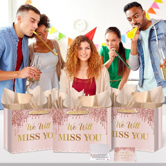 Farewell Going Away Party Decorations Rose Gold We Will Miss You Gift Bags with