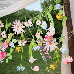 Wildflower Party Decorations Butterfly Flower Banner Flower Leaves Banner Butter