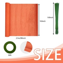 12 Rolls Crepe Paper DIY Kit, Bright Colors, Floral Tape, 50 Green Wires