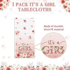 1 Pack Floral Baby Shower Tablecloth Decorations, It’s a Girl Baby Shower